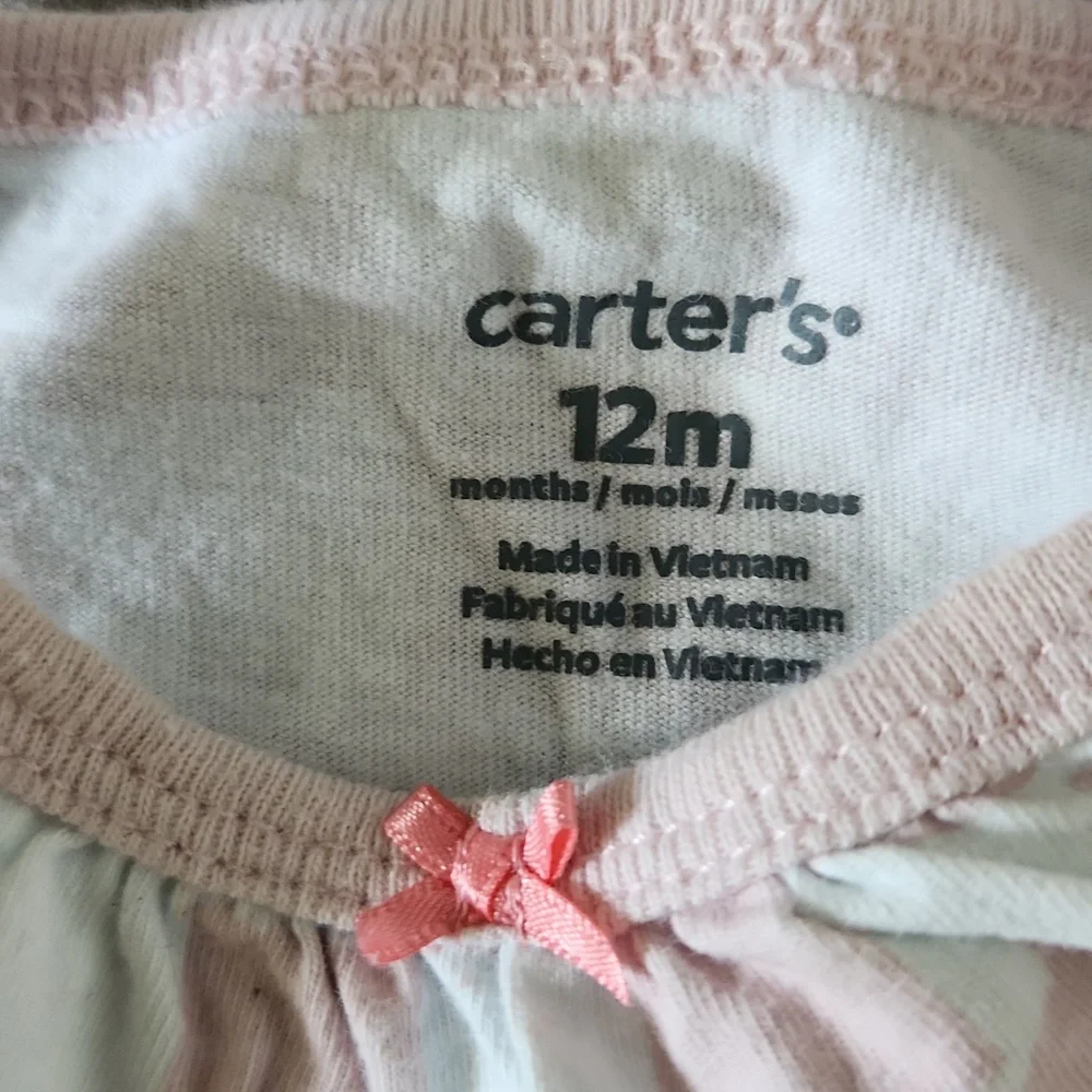 Carter's Baby Girl Romper pink white 12 months